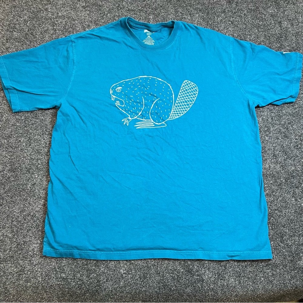 Duluth Trading Beaver Graphic Tee XXL Longtail Relaxed Fit Blue